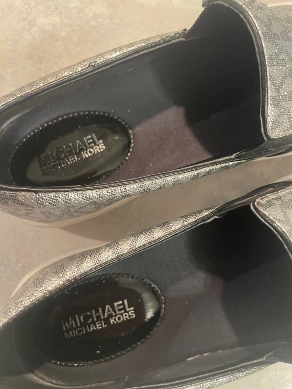 Michael Kors Keaton Metallic Silver Slip-On Loafers - Picture 4 of 8
